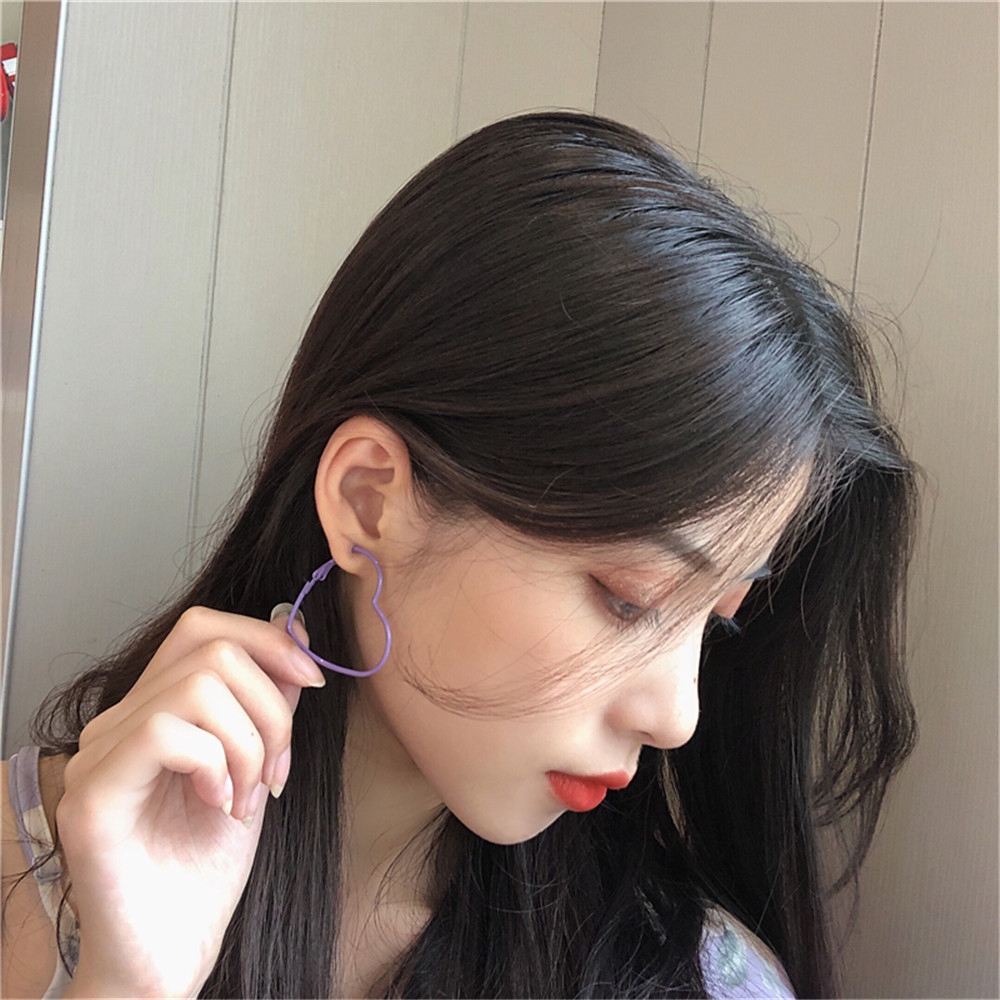 [COD] Purple Heart Shape  Earstuds Earclip Korea New Fashion Simple Party Accessory Jewelry #5