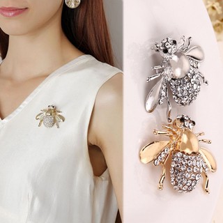 Crystal Rhinestone Bee Brooch Pin Suit Women Shirt Collar Pin Gold Silver Plated BRH-0031