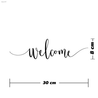 สปอตสินค้าสติ๊กเกอร์ไวนิล ตกแต่งผนัง ข้อความ "welcome" ขนาด 30x8 cm เป็นสติ๊กเกอร์ PVC ใช้ติดภายนอกได้ ใช้ตกแต่งเป็นข้อค