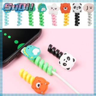 Suqi ซิลิโคนป้องกันสายเคเบิล Usb ลายการ์ตูน