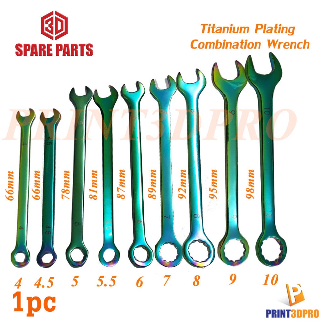 3D tool Spare Parts ประแจขนาดเล็ก 4,4.5,6,7,8,9,10 ชุบ Titanium Plating wrench 1=ชิ้น ราคา ถูกที่สุด ดีลบีเคเค