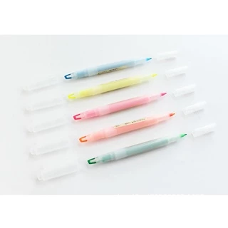 MUJI ปากกาไฮไลท์แบบสองหัว แท่ง ปากกาเน้นคำ เครื่องเขียน อุปกรณ์สำนักงาน