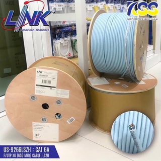 💥ส่งชัวร์ส่งไว🚀🚀Link US-9266LSZH CAT6A Indoor F/UTP Cable, Bandwidth 650MHz, 23 AWG, LSZH Aqua Blue Color 305 M./Roll