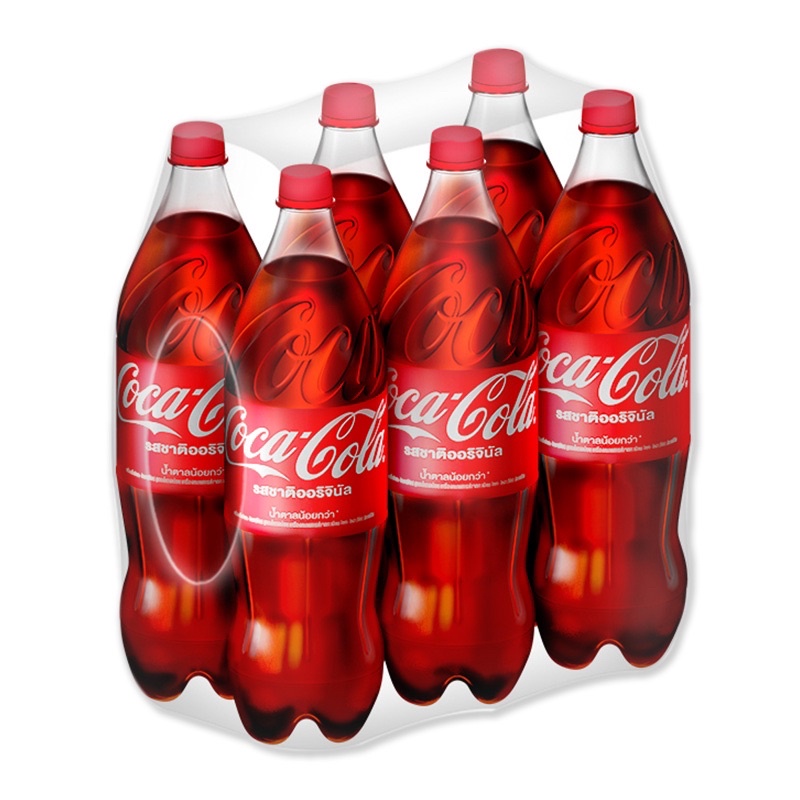 Coca cola โค้ก น้ำอัดลม รสชาติออริจินัล น้ำตาลน้อยกว่า ขนาด 1.6 ลิตร x 6 ขวด