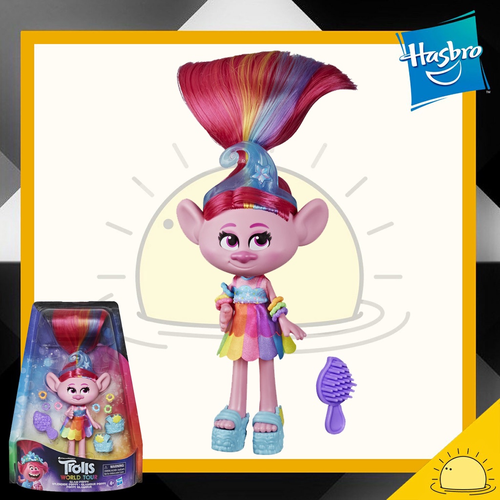 Hasbro Trolls DreamWorks Glam Poppy Fashion Doll with Dress, Shoes, and More