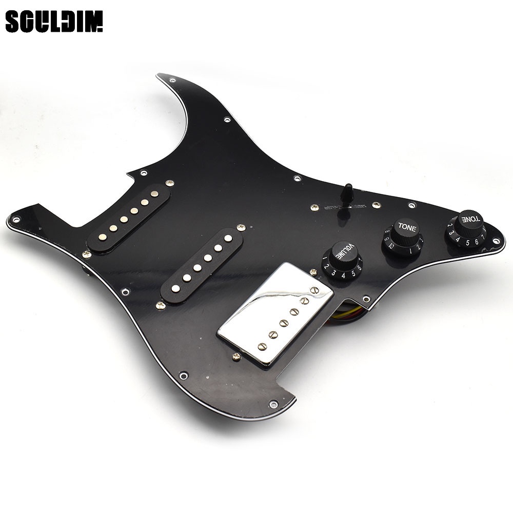 Prewired 3 ชั้น Pickguard Scratchplate SSH 2-single Coil และ 1 Dual Coil Pickup พร้อม Push Pull Switch 2T1V ปิ๊กอัพกีต้าร์