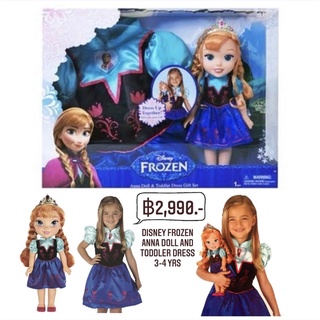 DISNEY FROZEN  ANNA DOLL AND  TODDLER DRESS  3-4 YRS