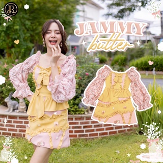 BLT BRAND การันตีเสื้อผ้าแบรนด์แท้ มินิเดรส แขนยาวสีชมพูเหลือง JAMMY BUTTER