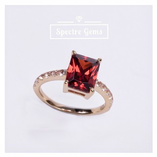 แหวนเงินแท้ 925 พลอยแท้ Sterling Silver Ring 92.5% topped with Ruby (Red) ชุบ 18K ทองคำเหลือง *พร้อมส่ง*