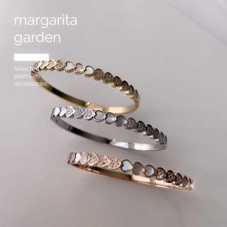 「 โค้ด ZJRP2 ลดทันที 45.- | ช้อปขั้นต่ำ 300.- 」 Margarita Heart2Heart Stainless Bangle