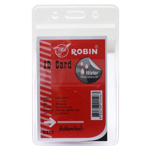ROBIN ป้ายชื่อพลาสติค ป้ายชื่อ PVC รุ่น R37Y มีซิปล็อคกันน้ำ แพ็ค  50 ซอง