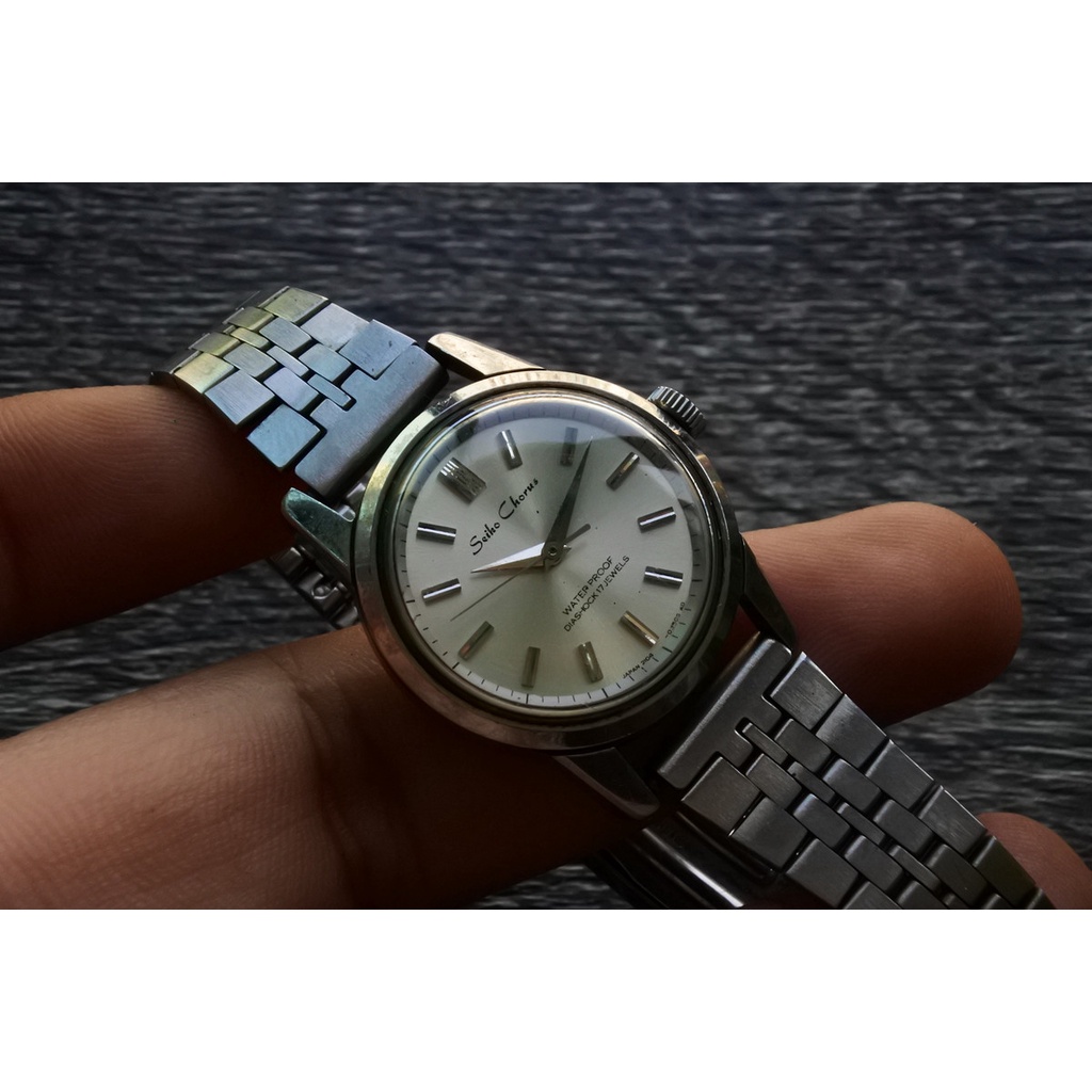 นาฬิกา Vintage มือสองญี่ปุ่น SEIKO CHORUS DIASHOCK 17J 2104-0051 Automatic ผู้หญิง ใช้งานได้ปกติ สภาพดี ของแท้ 100%