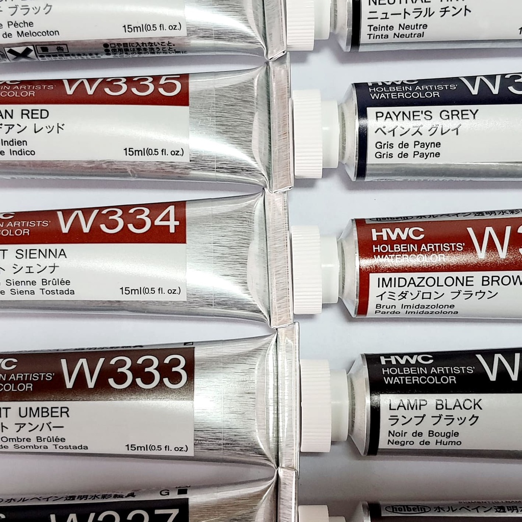 สีน้ำโฮลเบนสีน้ำตาล-ดำ Japan Holbein artist watercolor Brown-Black 5/15/60ml ホルベイン水彩絵具 ブラウン-ブラック