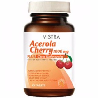 Acerola Cherry 1000 mg 45 เม็ด (1 ขวด) วิสทร้า อะเซโรลาเชอร์รี่ 1000 มก