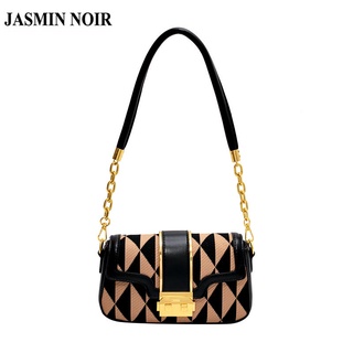 Jasmin NOIR กระเป๋าสะพายไหล่ กระเป๋าถือ ผ้าแคนวาส แต่งสายโซ่คล้อง สําหรับสตรี