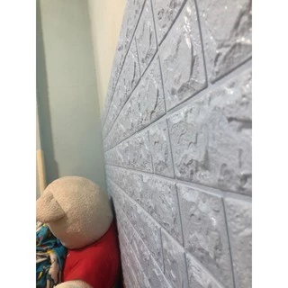 วอลเปเปอร์ สามมิติ 3D wallpaper ติดผนัง วอลเปเปอร์ลายอิฐ ขนาด 70*77cm มีกาวในตัว 1 แผ่น