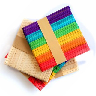 ไม้ไอติม ไม้สวย เกรดดี ทำงานประดิษฐ์ มี 2 ขนาด สีขาว / หลากสี (ห่อละ 50 อัน)