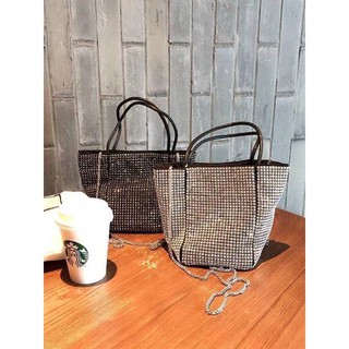 Crystal Bucket with Crossbody Bag 10 inch กระเป๋าสะพายข้าง กระเป๋าถือ คริสตัล ขายดี กระเป๋าแฟชั่น สวย ถูก พรีเมียม hot