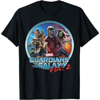 ผ้าฝ้ายคอกลมเสื้อยืด พิมพ์ลายกราฟฟิค Marvel Guardians of Galaxy 2 Team Circle สไตล์วินเทจ สําหรับผู้ชาย และผู้หญิง เสื้อ