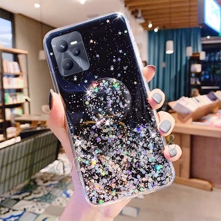 เคสโทรศัพท์มือถือ TPU แบบนิ่ม ลายกากเพชร พร้อมขาตั้ง สําหรับ Realme C35 9 Pro+ Plus 9Pro 9i RealmeC35 Realme9 9Pro+