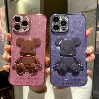 หมีรุนแรงสามมิติ&amp;เกล็ดแวววาว สำหรับ เคสไอโฟน13 13 PRO MAX 12 PRO XS MAX 13 PRO 11 PRO XS การ์ตูนซิลิโคนแขน เคสไอโฟน11 8พลัส 12 X เคสไอโฟน12 PRO MAX SE3 ชุบ หรูหรา แนวโน้ม ตำแหน่งรูที่แม่นยำ เคสไอโฟน11 PRO MAX 7 7พลัส XR 8 SE เคสกันกระแทก