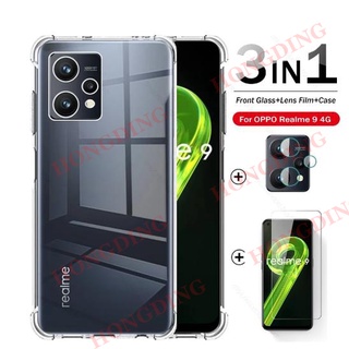 เคสนิ่ม 1-to-3 + ตัวป้องกันเลนส์กล้องบน Realmi 9 4G 9 Pro + กระจกนิรภัยกันรอยหน้าจอ สําหรับ Realme9 Realme 9 4G 2022 RMX3521 6.4 นิ้ว