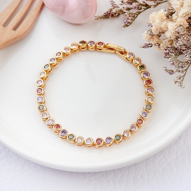 สร้อยข้อมือเพชรสีรวม เพชรสีนพเก้า ใส่ออกงาน เสริมศิริมงคล สวยดูดี พร้อมส่ง