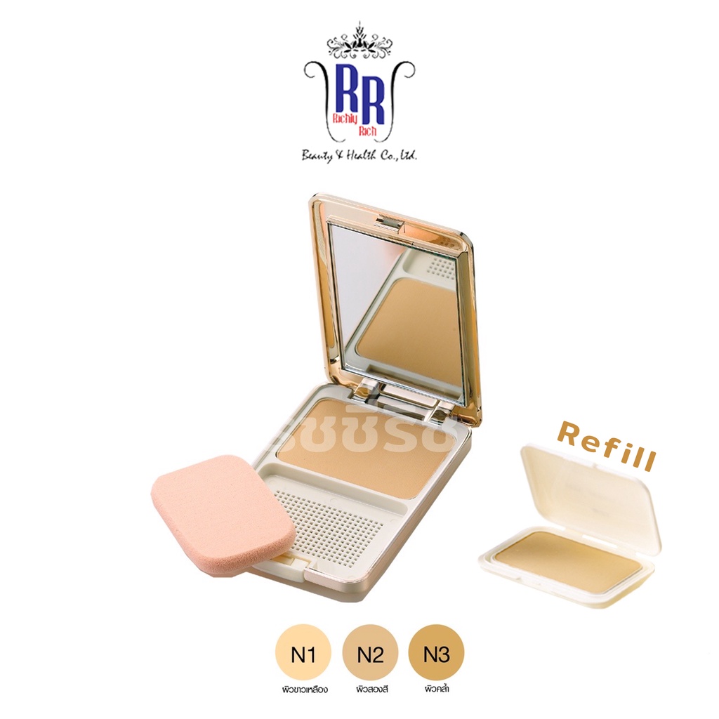 แท้|ส่งไว  MTI แป้งผสมรองพื้น แป้งทอง Feel Perfect Compact Powder Foundation แป้ง จริง รีฟิล เอ็มทีไอ ริชชี่ริชบิวตี้