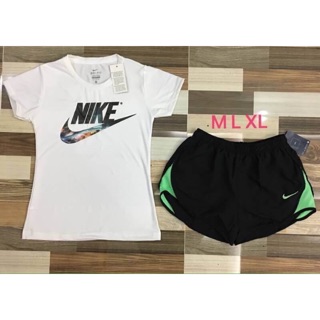 [มีโค้ดส่วนลด] ชุดออกกำลังกาย ชุดออกกำลังกายผู้หญิง Set nike เสื้อ+กางเกงขาสั้น คละไซต์ได้ ส่งฟรี