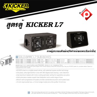 ซับ KICKER L7 12 นิ้ว  ราคา 29,900 บาท/ คู่ รุ่นท้อป สินค้ามือ1สภาพ100 % พร้อมประกันจากผู้นำเข้า ซับ 12 นิ้วสี่เหลี่ยม