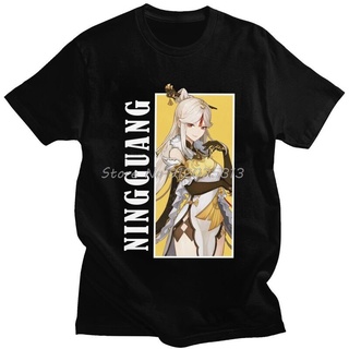 [S-5XL] เสื้อยืดแขนสั้น คอกลม ผ้าฝ้าย 100% พิมพ์ลายกราฟฟิคเกม Ningguang Genshin Impact สไตล์ญี่ปุ่น สําหรับผู้ชาย