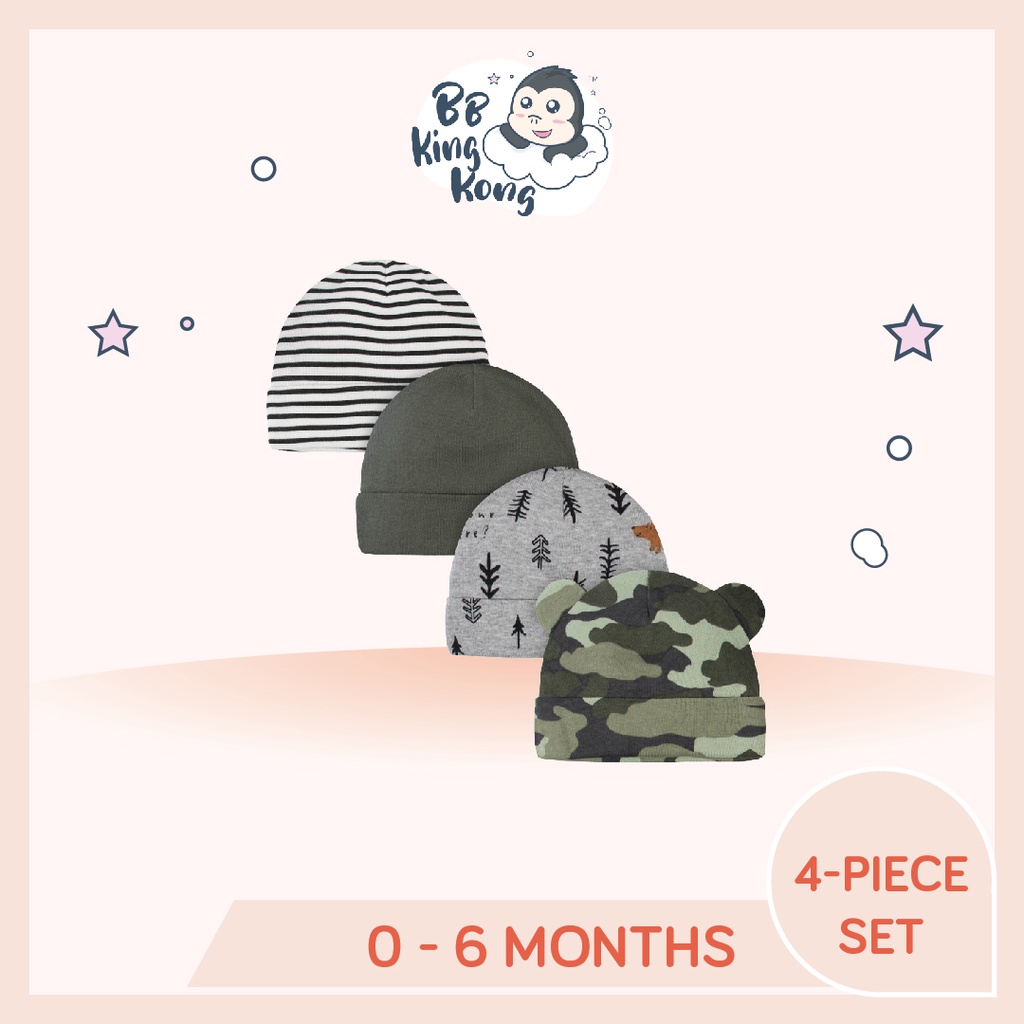 BB King Kong Gerber Set 4 Gerber 4-Pack Baby Boys Bear Caps