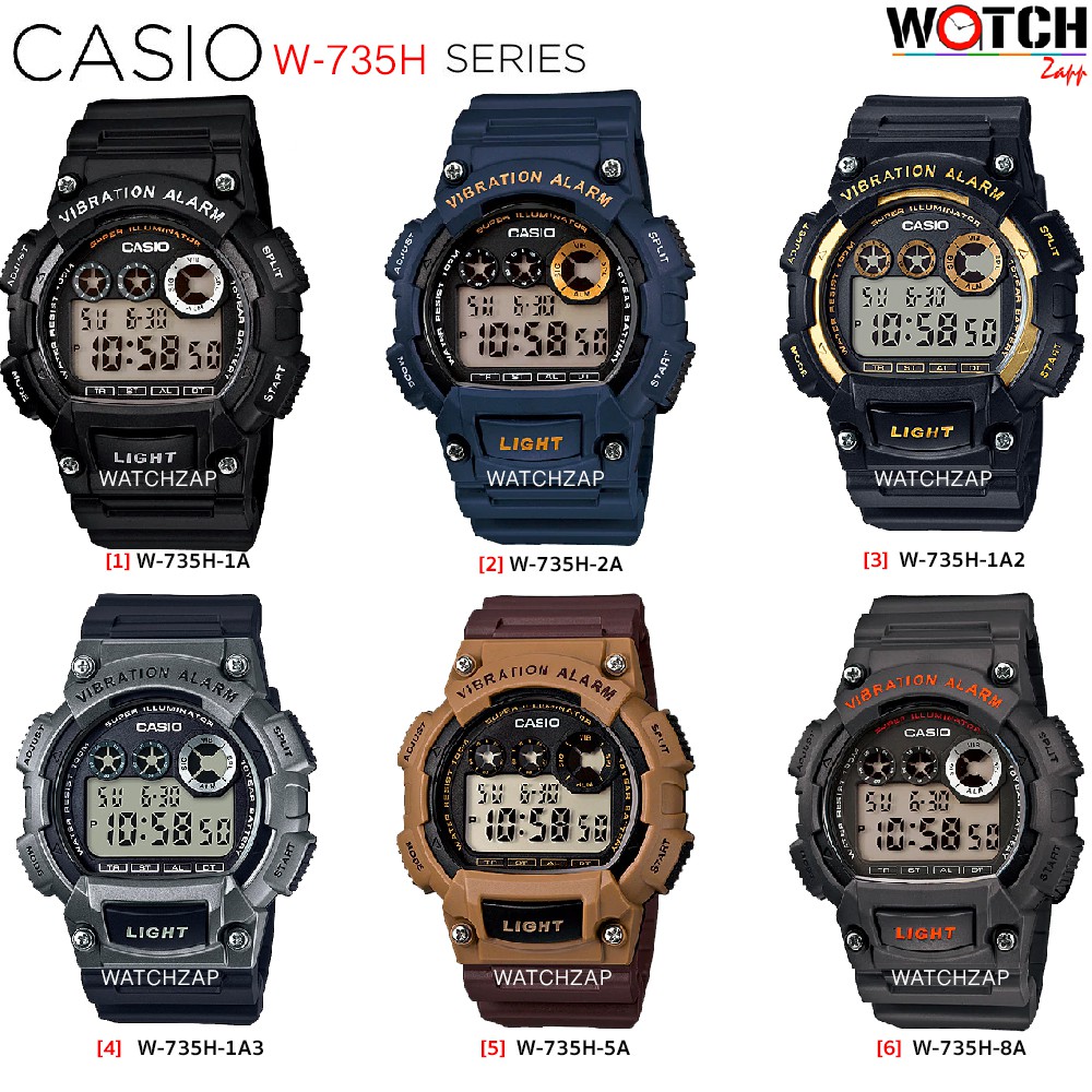 Casio Standard นาฬิกาข้อมือผู้ชาย สายเรซิ่น รุ่น W-735H W-736H-8B