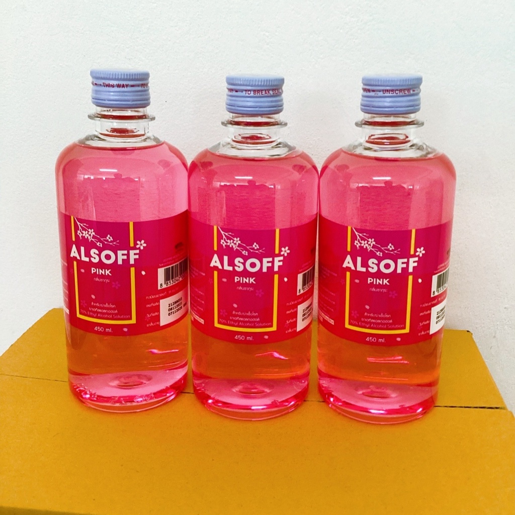 เข้าใหม่! Alsoff Pink Ethyl Alcohol 70% 450 ml. 1 ขวด- แอลซอฟฟ์ แอลกอฮอล์ พิ้งค์ กลิ่นซากุระ 70% 450 มล.
