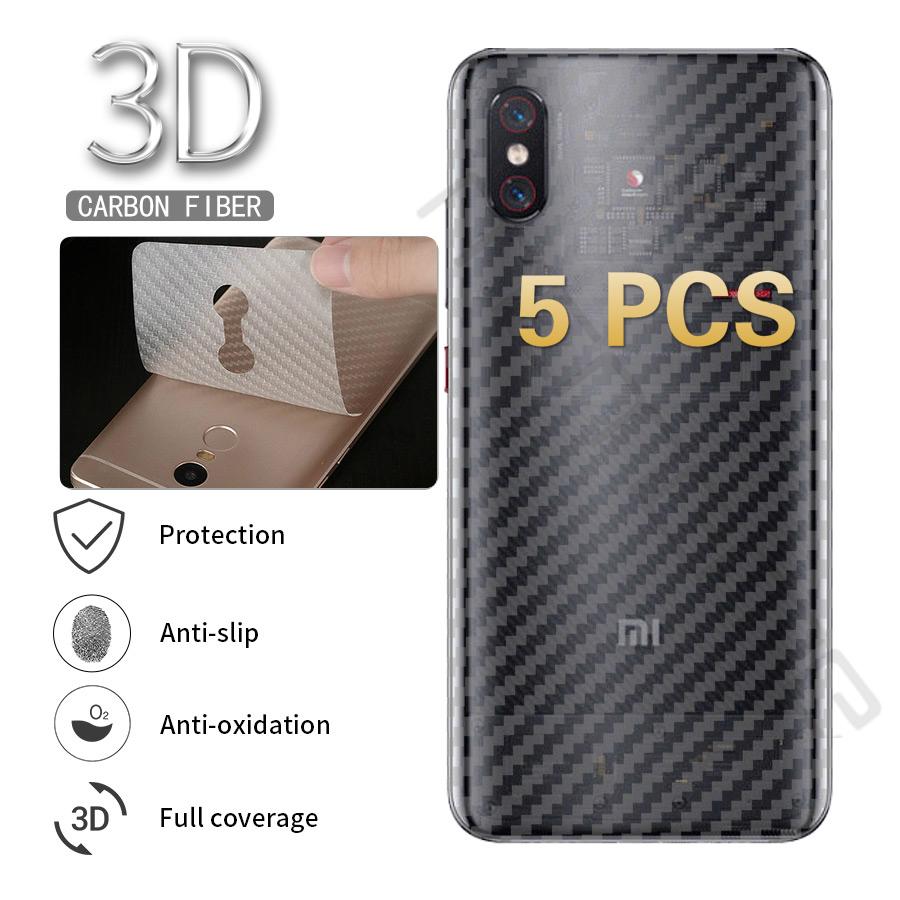 5Pcs Protective Film Clear 3D Carbon Fiber Soft Screen Protector Sticker Xiaomi Mi 8SE Pro Lite Back Film (Not Glass)