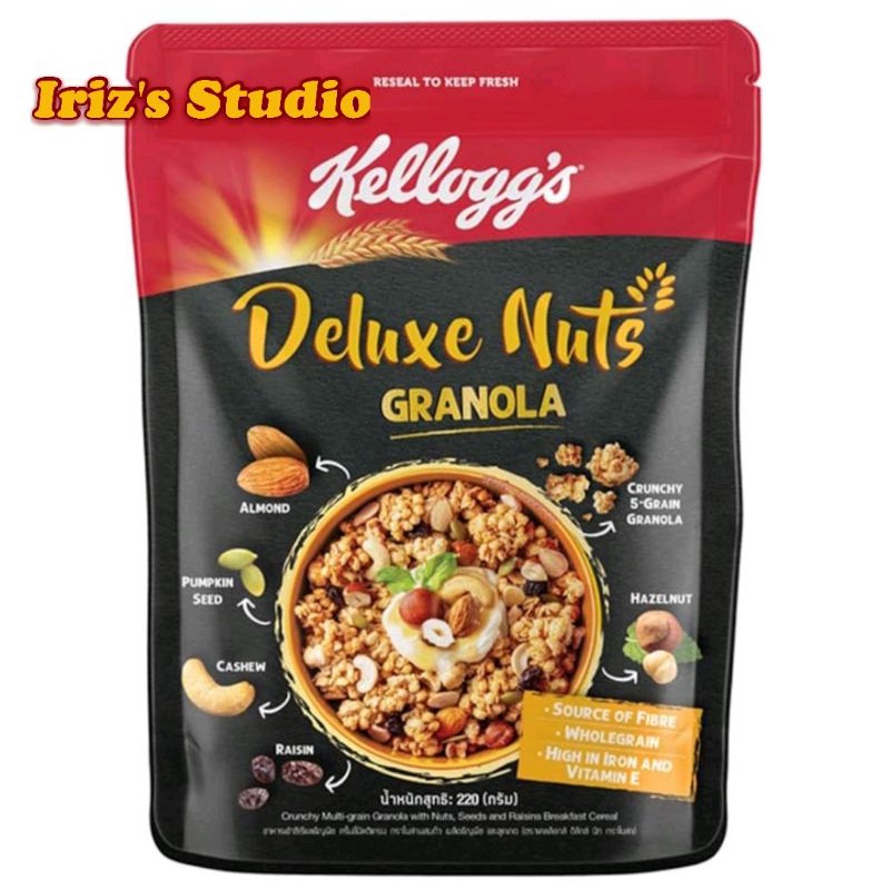 เคลล็อก กราโนล่า รสรวมถั่ว Kellogg's Granola Deluxe Nuts 220g.