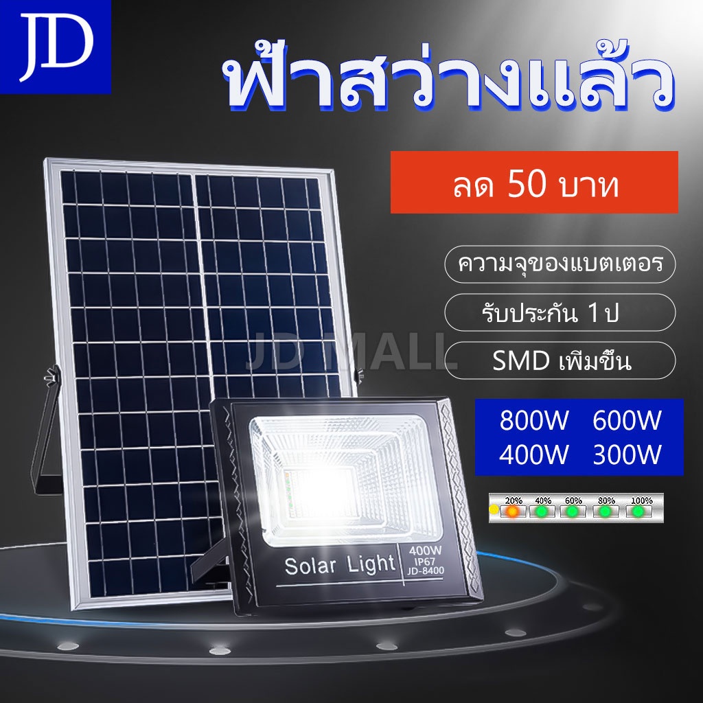 โคมไฟดาวน์ไลท์ฝังฝ้า ไฟประดับห้อง 【รับประกัน12 เดือน】 JD ไฟสปอตไลท์ 800W/400W ไฟถนนโซล่าเซลล์ solar cell ไฟโซล่าและแผ