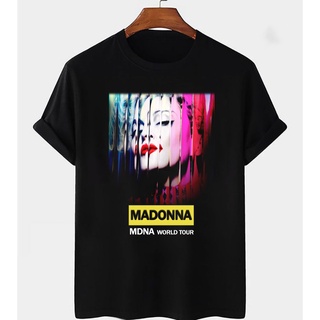 tshirtเสื้อยืดคอกลมฤดูร้อนเสื้อยืด พิมพ์ลาย Madonna World Tour สีดํา สําหรับผู้ชาย และผู้หญิงSto4XL