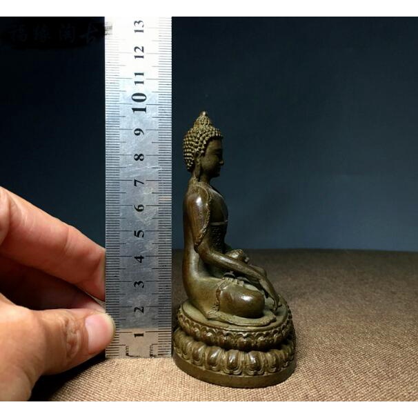 ☃❍❒Old Pure Copper Antique Manual Sculpture Shakyamuni Buddha Statue