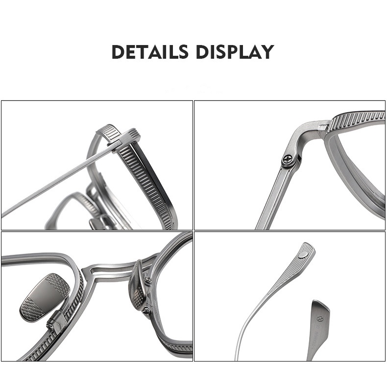 แว่นตาสายตาสั้น กรอบไทเทเนียมบริสุทธิ์ ทรงสี่เหลี่ยม สไตล์ญี่ปุ่น สีเงินบรอนซ์ สําหรับผู้ชาย 2022 LINDSTRUM DTX125 - รูปที่ 3