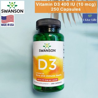 80% OFF ราคา Sale!!! EXP: 03/2023 วิตามินดี 3 Vitamin D3 400 IU (10 mcg) 250 Capsules - Swanson D-3