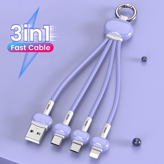 3 in 1 สายชาร์จโทรศัพท์มือถือ Usb 2A Micro Usb แบบพกพา สําหรับ Iphone 13 12 Xiaomi Samsung