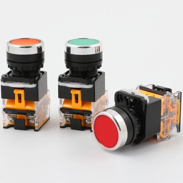 ปุ่มกดสวิตช์1NO + 1NC Self กดติดปล่อยดับ ,กดติดกดดับ LA38-11BN BNZS 22 มม. 220v
