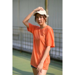 Threemore tshirt เสื้อยืดผู้ชายผู้หญิง unisex สีพื้น สีส้ม