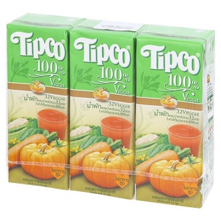 🔥ยอดนิยม!! ทิปโก้ น้ำผักผลไม้รวม 100% สูตรไฮไฟเบอร์ 200มล. x 3 กล่อง Tipco Hi-Fiber Formula 100% Vegetable and Mixed Fru