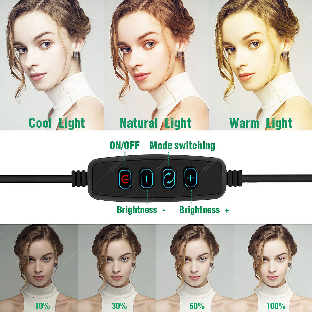 ไฟวงแหวน LED 26 ซม. DOLED พร้อมขาตั้งกล้อง สำหรับโทรศัพท์ แท็บเล็ต ถ่ายเซลฟี่ Tiktok Video Youtube