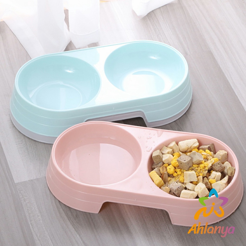 Ahlanya ชามข้าวแมว ชามข้าวหมา แบบ 2 หลุม 2 Size ชามใส่น้ำ และอาหาร Pet bowl