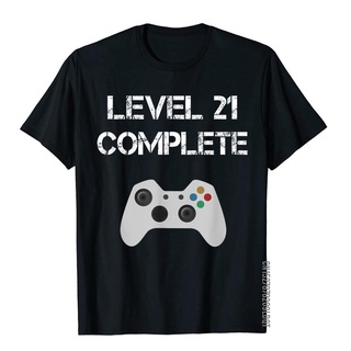 ผ้าฝ้ายแท้เสื้อยืดผ้าฝ้าย พิมพ์ลาย Level 21 Complete 21st Birthday สําหรับผู้ชายS-3XL