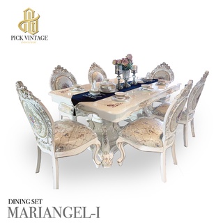 MARIANGEL-I DINING SET : ชุดโต๊ะอาหารสไตล์หลุยส์ 8ที่นั่ง PEARLESCENT WHITE SERIES รุ่น  มาเรียนเกล-1