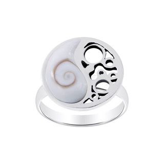 SILVER THAI Yin yang ring silver shiva eye shell oxidized  แหวนเงินแท้ 925 ก้นหอยตัวเรือนเป็นเงินแท้